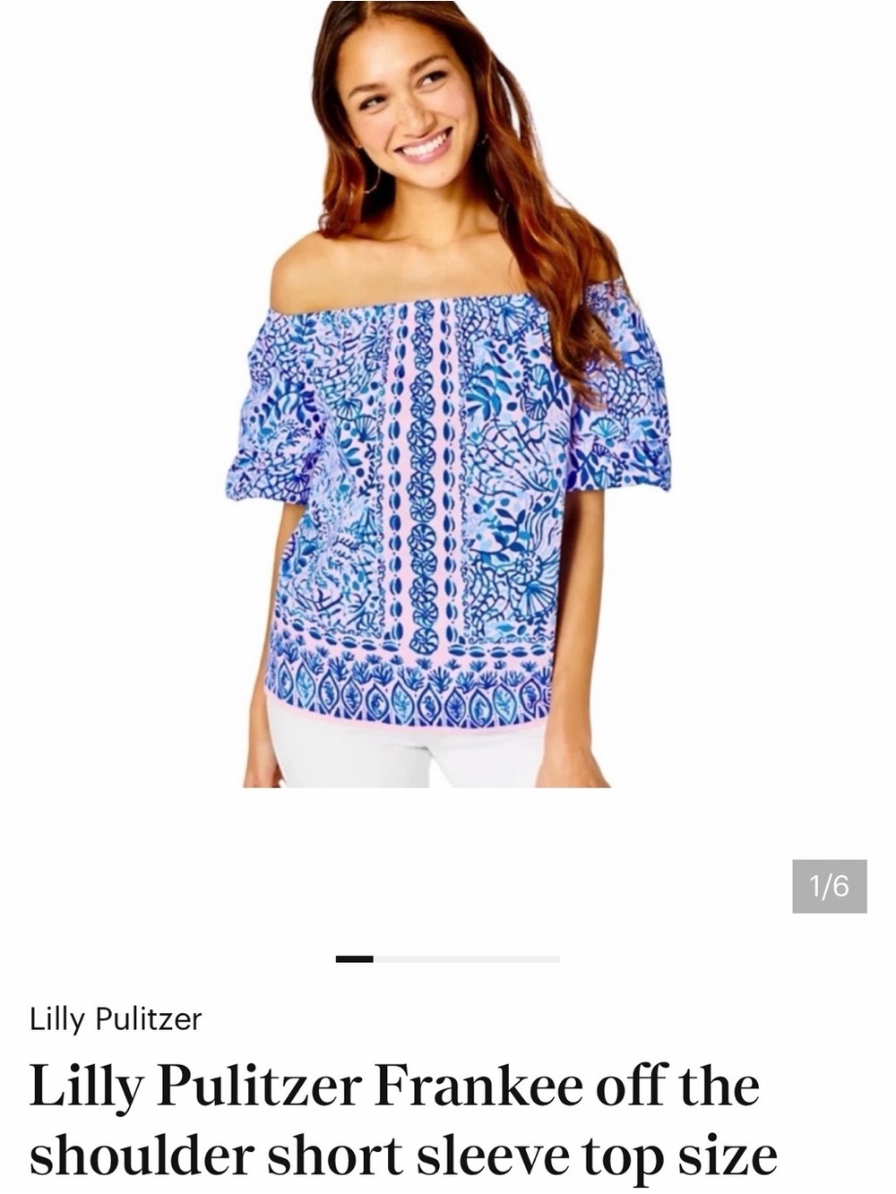 Lilly Pulitzer Frankee off the shoulder short sleeve top